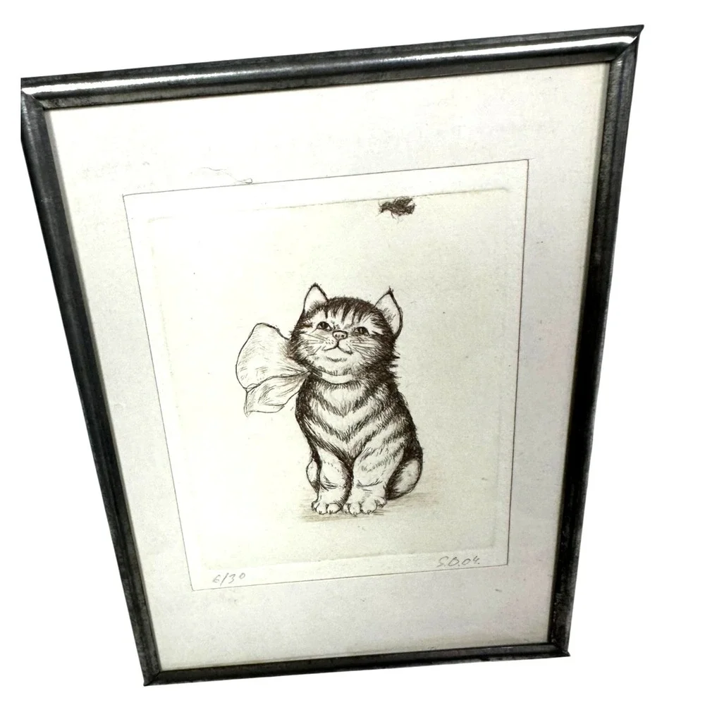 Lot of 7 Cat Themed Note Pad, Note Books , Note Cards, Framed Little Picture